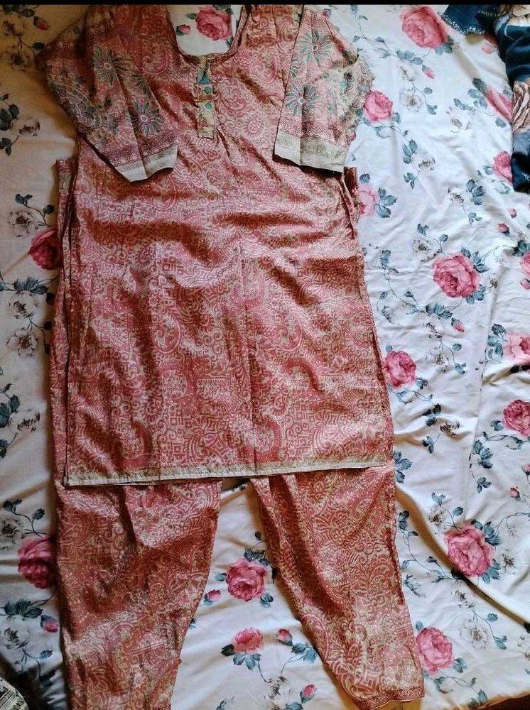 CREPE Pink Ethnic Kurta Set with Pants