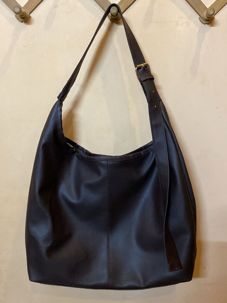 Chic Brown Faux Leather Hobo Bag