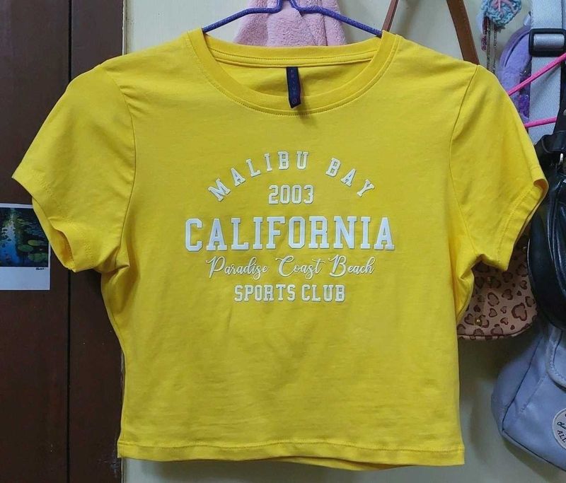 Yellow Malibu Bay California Crop Top