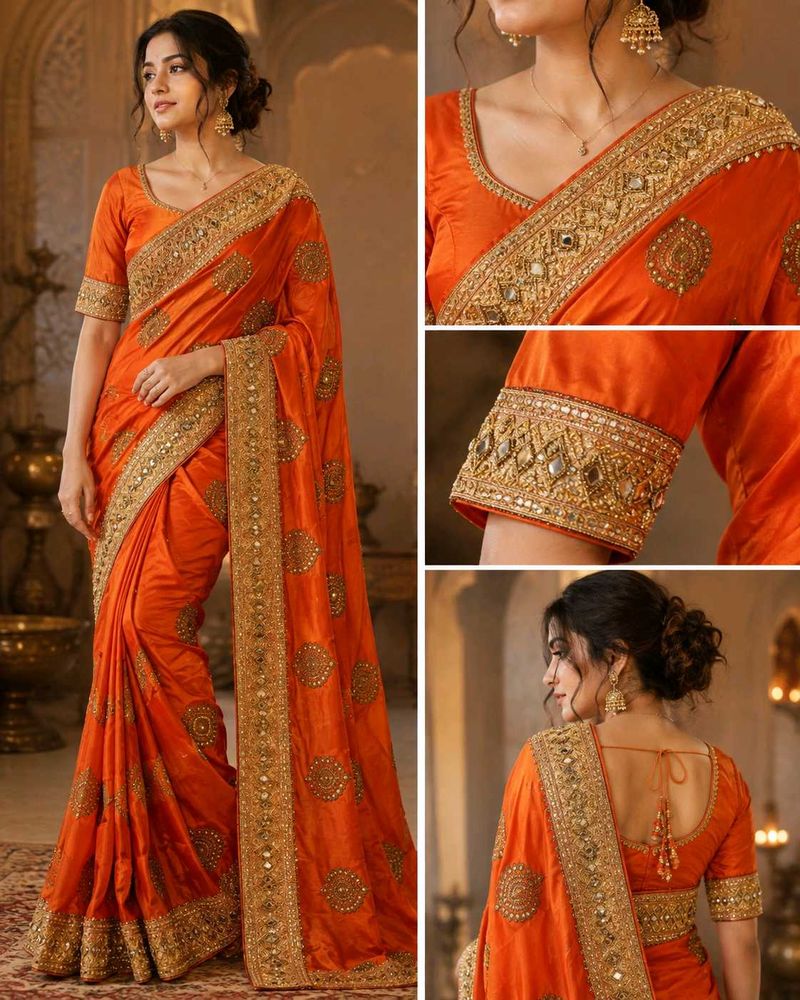 Vibrant Orange Embellished Lehenga Choli