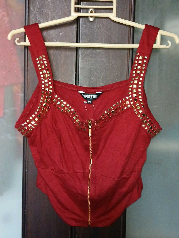 Red Embellished Top - M Size