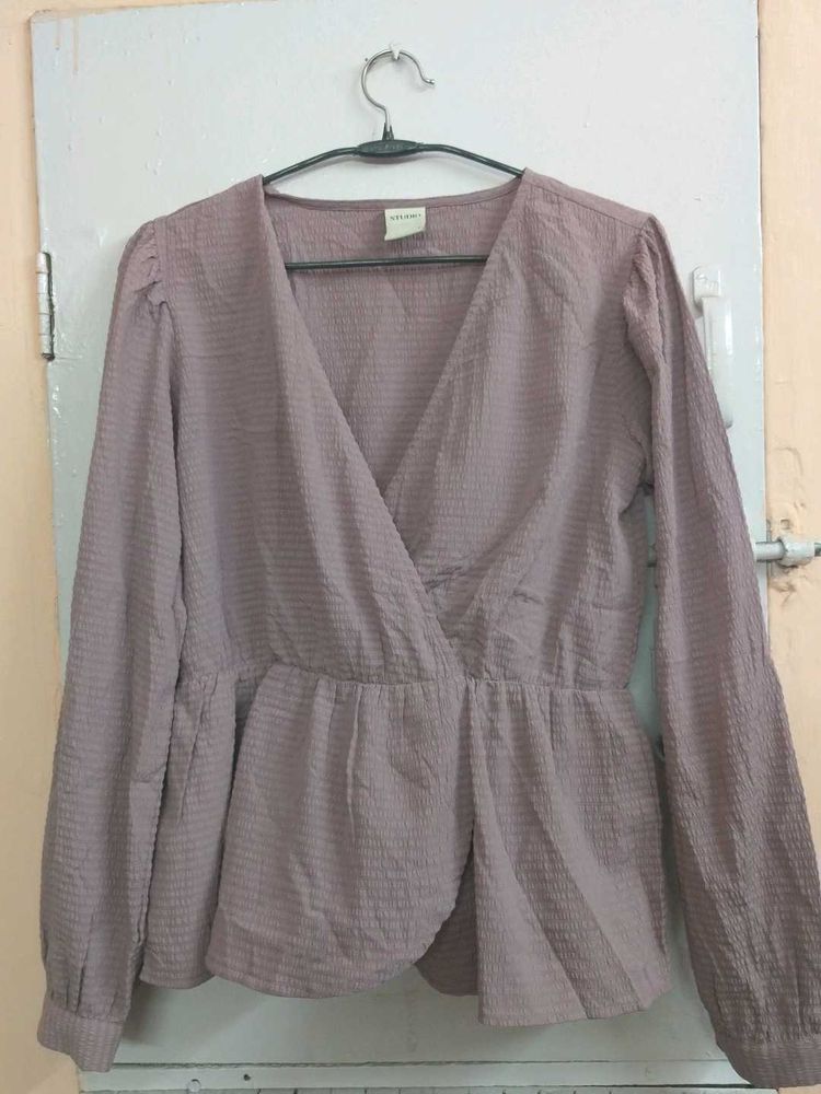 Atmosphere Wrap-Front Peplum Top