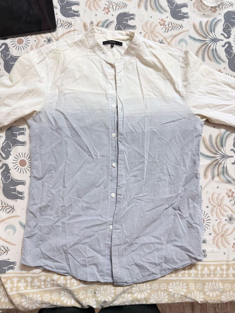 Men's Ombre Band Collar Shirt