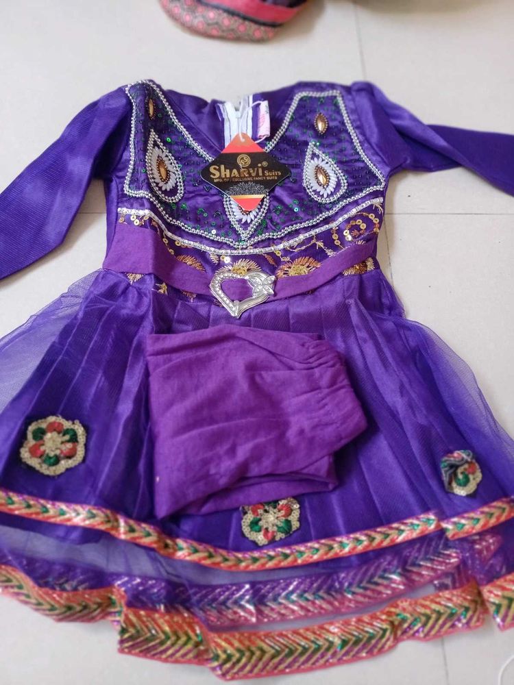 Sharvi Girls' Festive Purple Dress