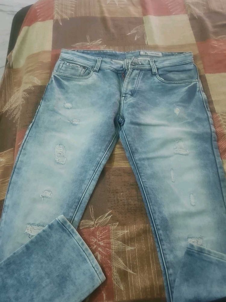 Men's Distressed Light Wash Jeans