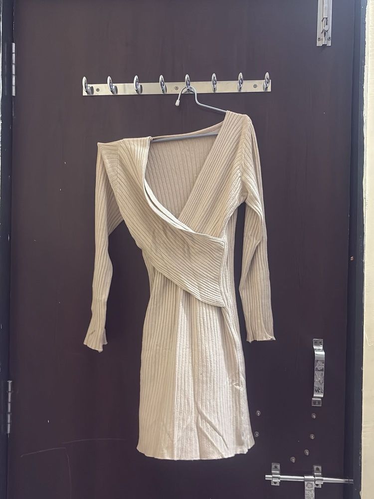 Chic Ribbed Knit Wrap Dress