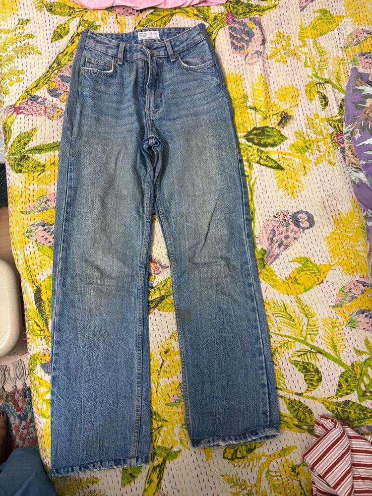 Classic Blue Denim Wide Leg Jeans