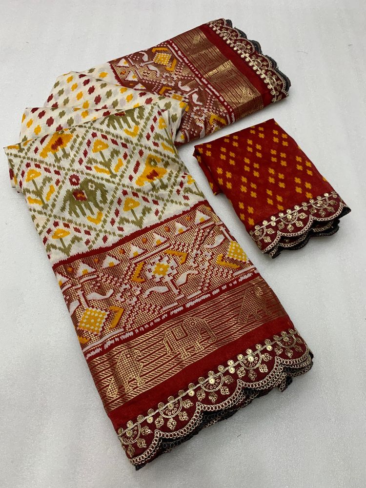 Dola Silk Saree Kalamkari Print