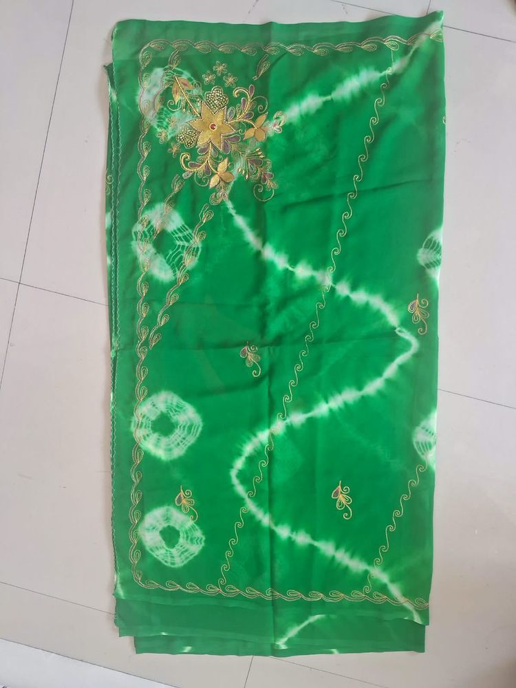 Vibrant Green Embroidered Saree
