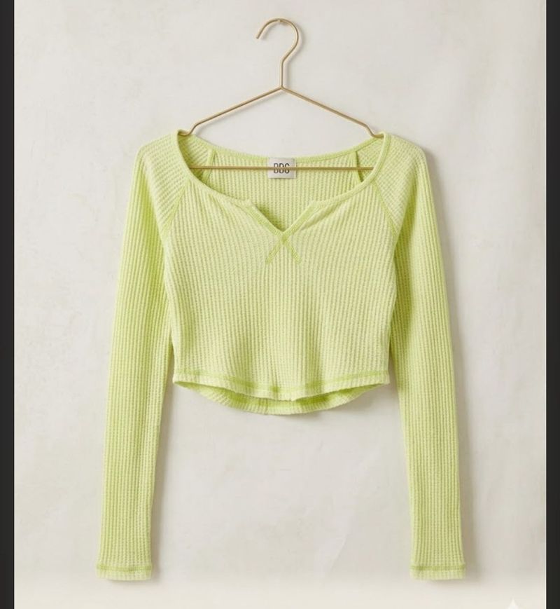 Lime Green Cropped Thermal Top