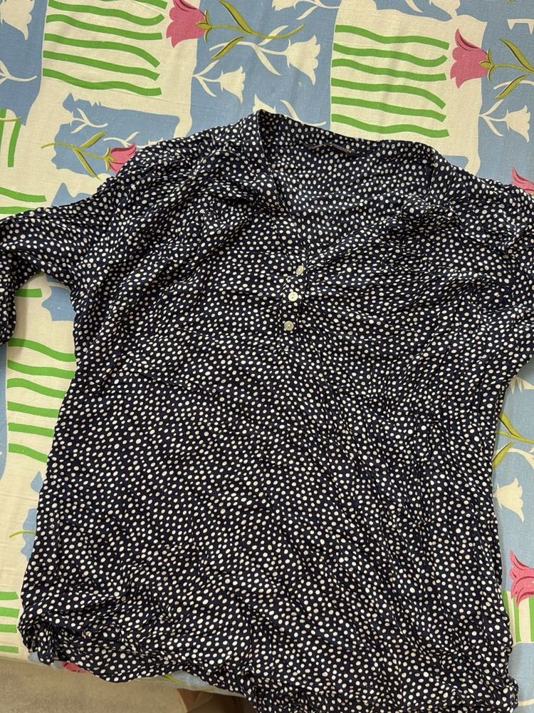 Navy Blue Dotted Tunic Top