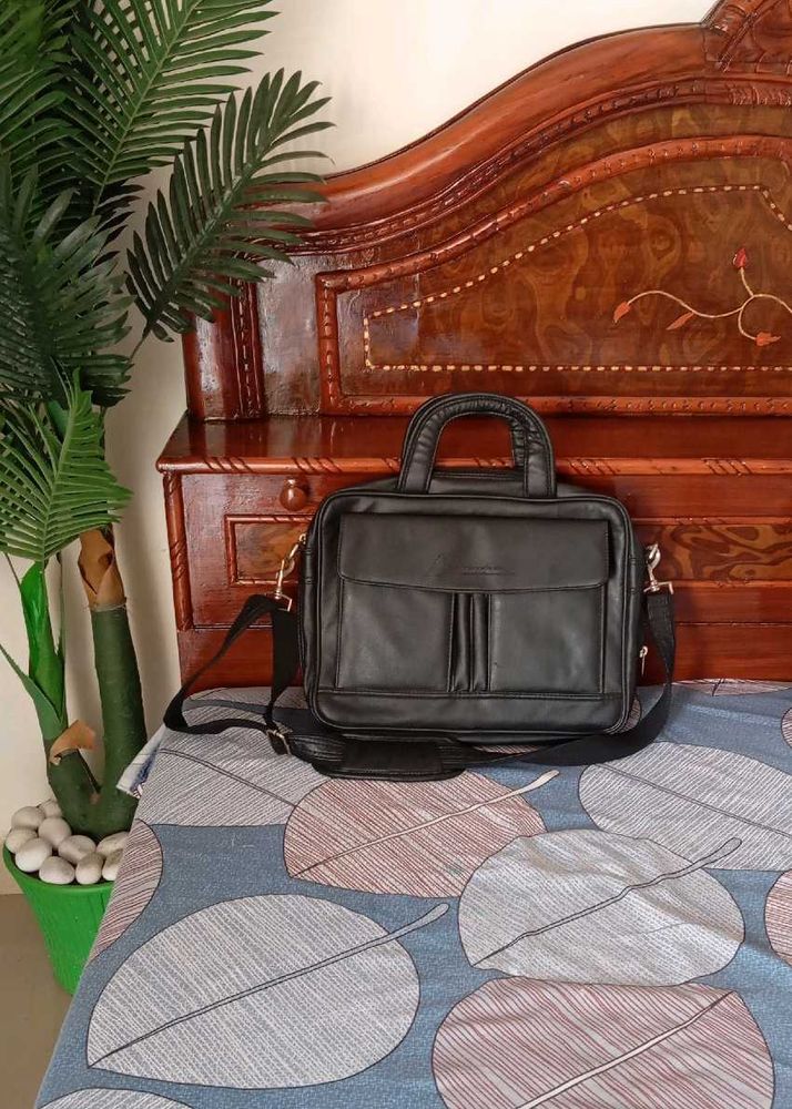 Classic Black Leather Briefcase