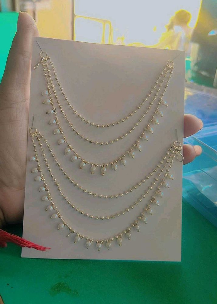 Elegant Pearl &amp; Gold Chain Earrings