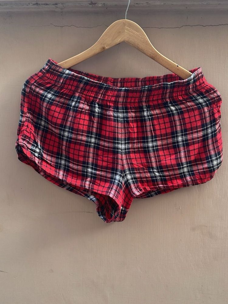 Red Plaid Sleep Shorts