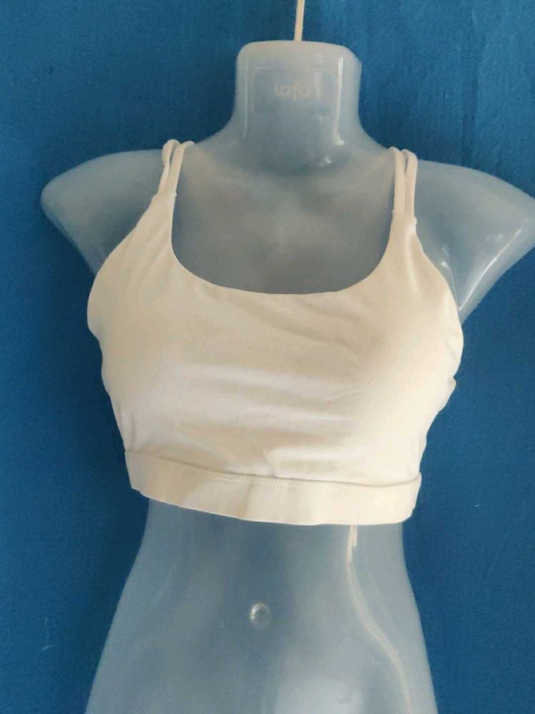 Running girl White Sports Bra