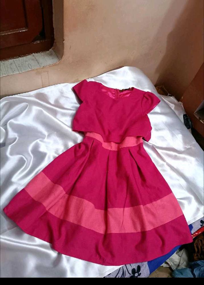 Chic Pink Striped Fit &amp; Flare Dress