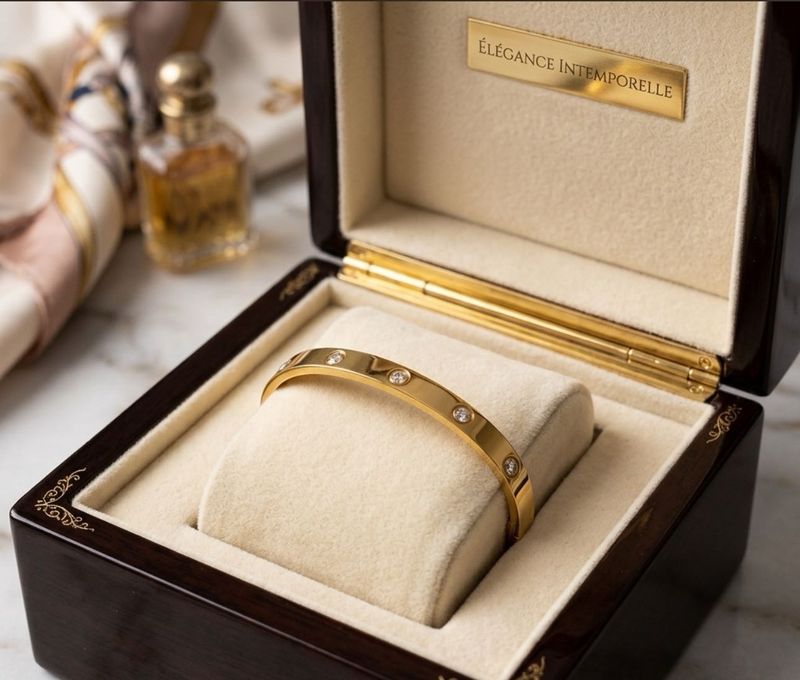 Elegant Gold Bangle with Diamonds