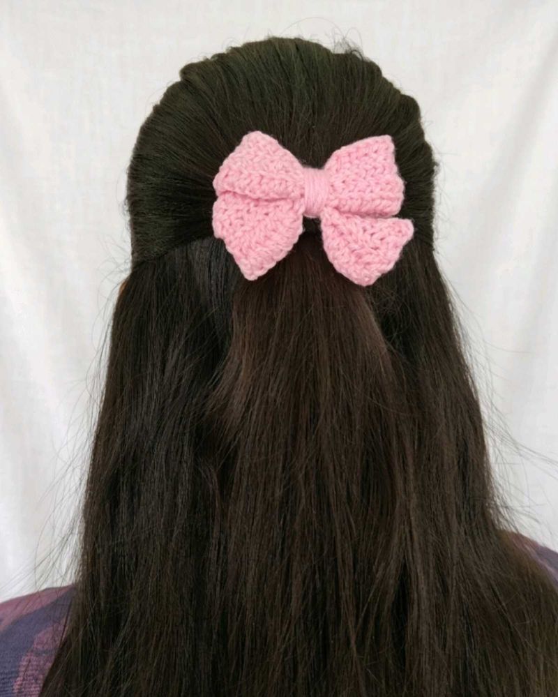 Handmade Crochet Bow Hair Clip