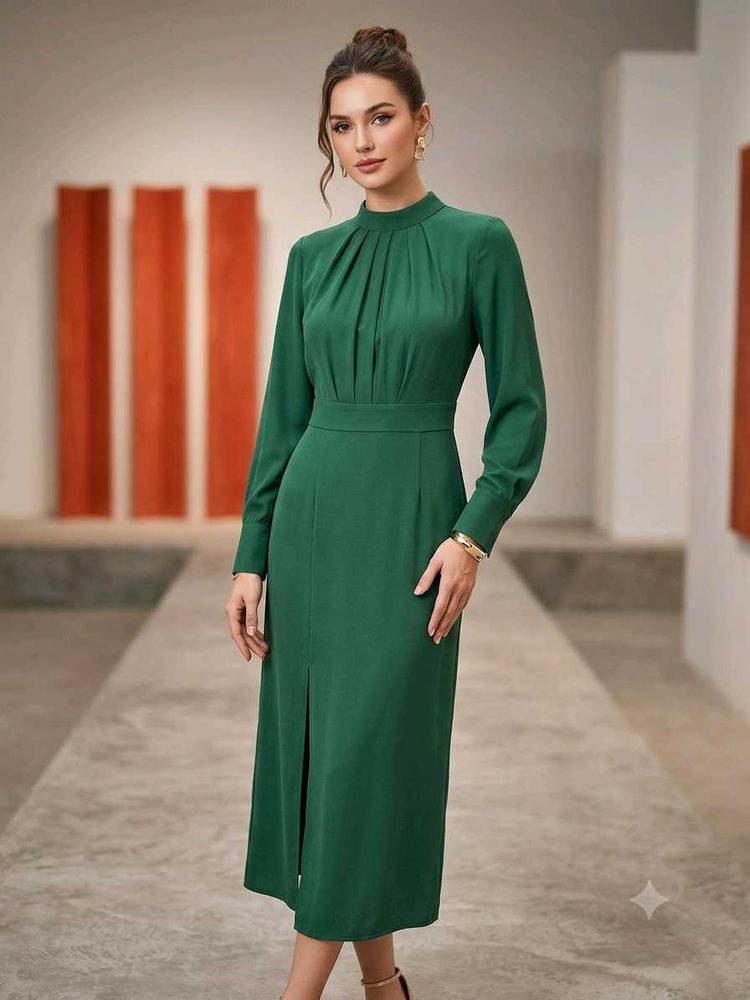 H&amp;M Round Neck Full Sleeve Long Dress for Women