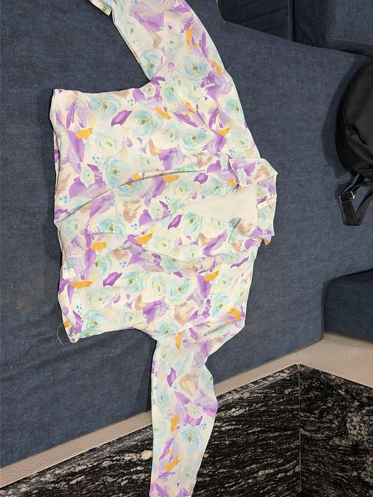 Floral Print Sheer Long Sleeve Top