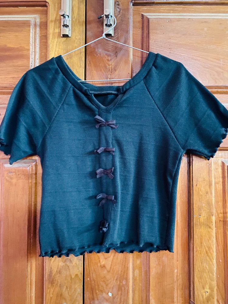 Cute Bow Detail Cropped Top