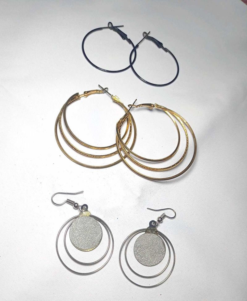 {Free Delivery🌺}Set of 3 Hoop Earrings