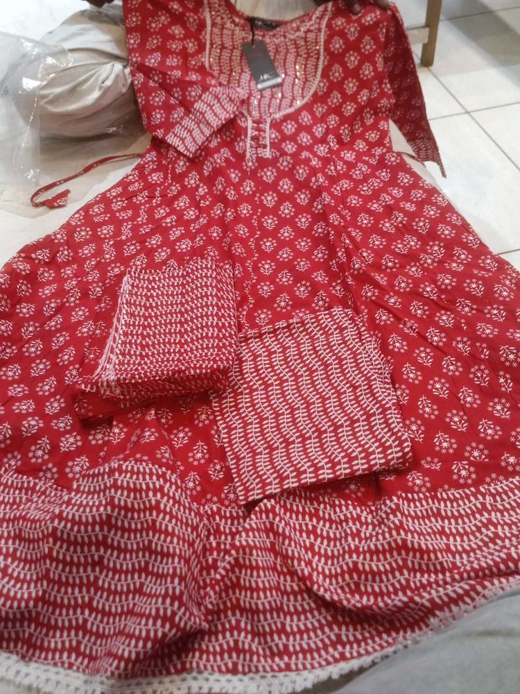 Red Ethnic Kurta Set