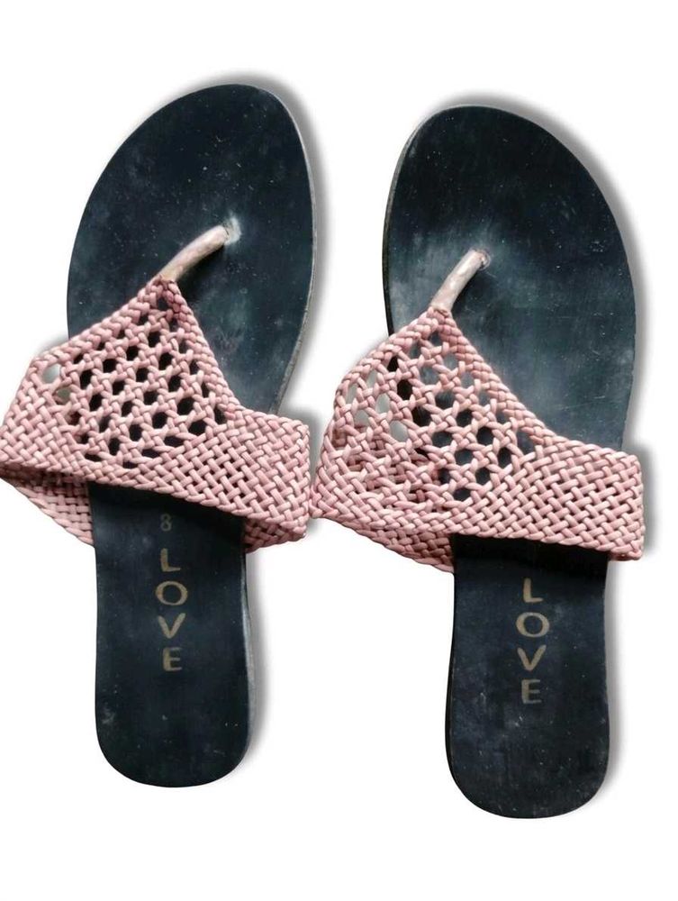 Cute Flip Flops with Knitted Straps