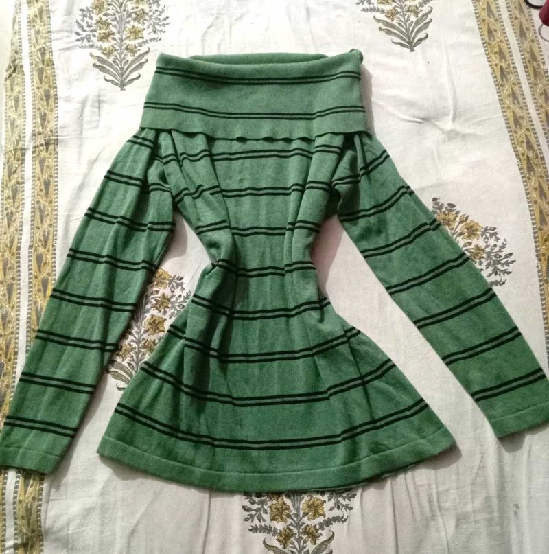 vintage off shoulder sweater mini dress