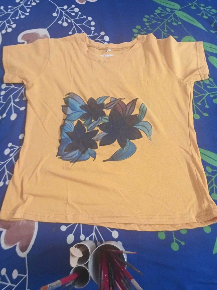 Yellow T-Shirt with Floral Print