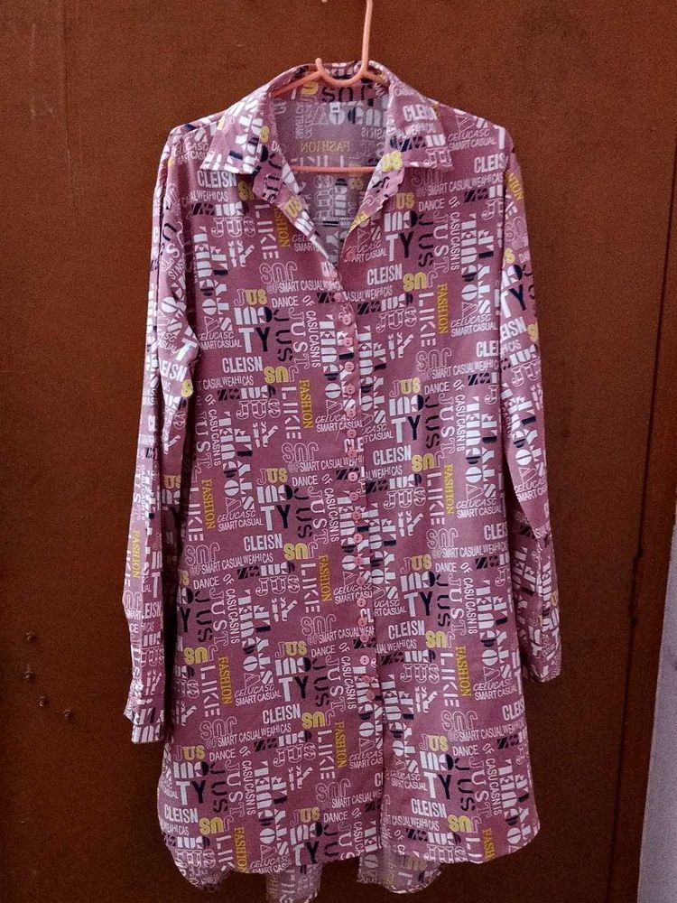 Unique Text Print Shirt Dress