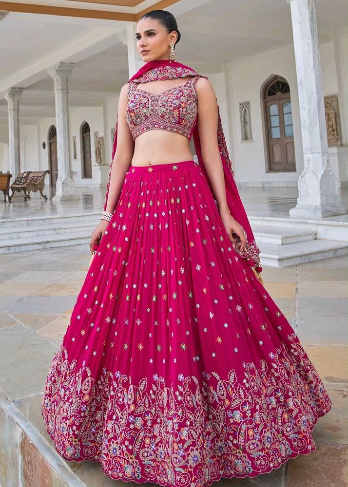 Stunning Pink Embroidered Lehenga Choli