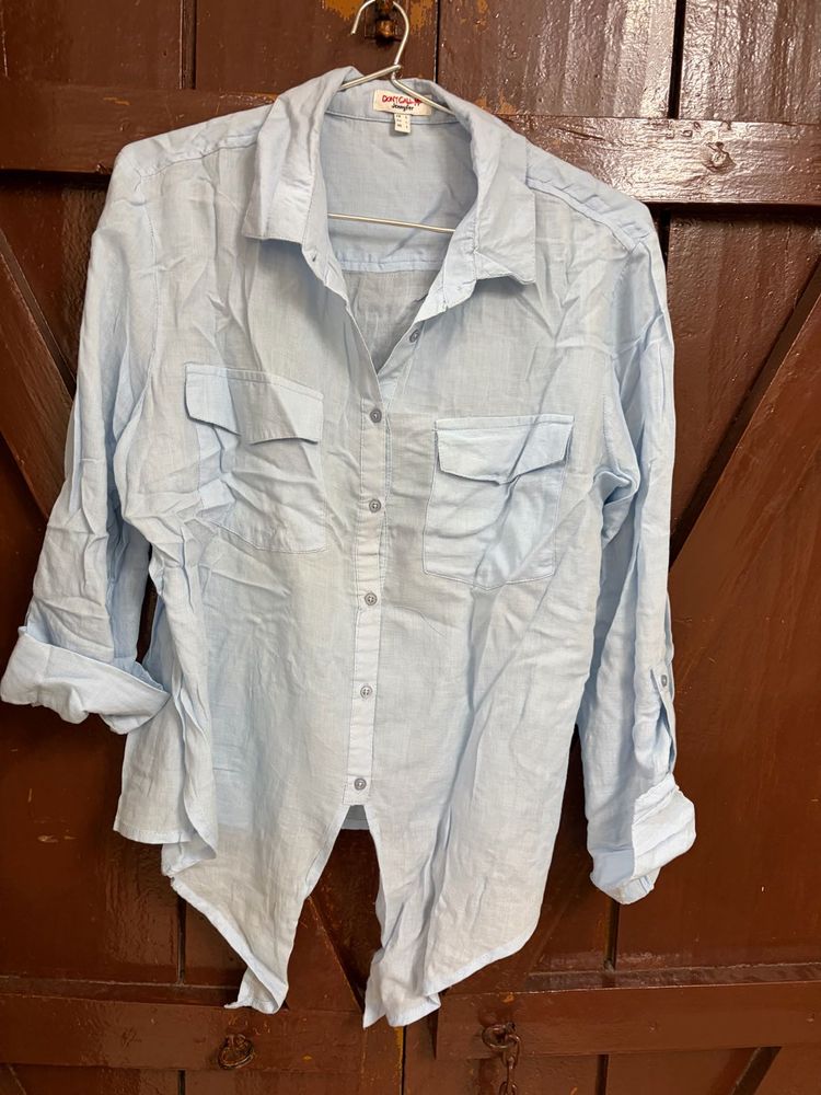Light Blue Collared Button-Up Shirt