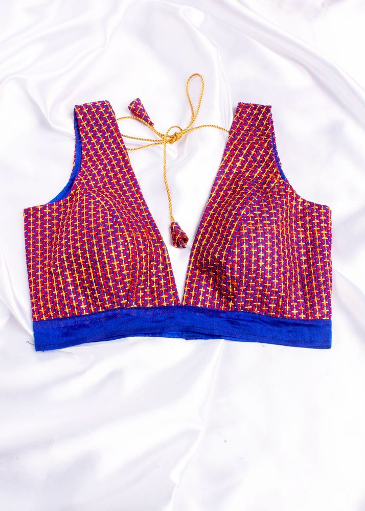 V-Neck Brocade Blouse