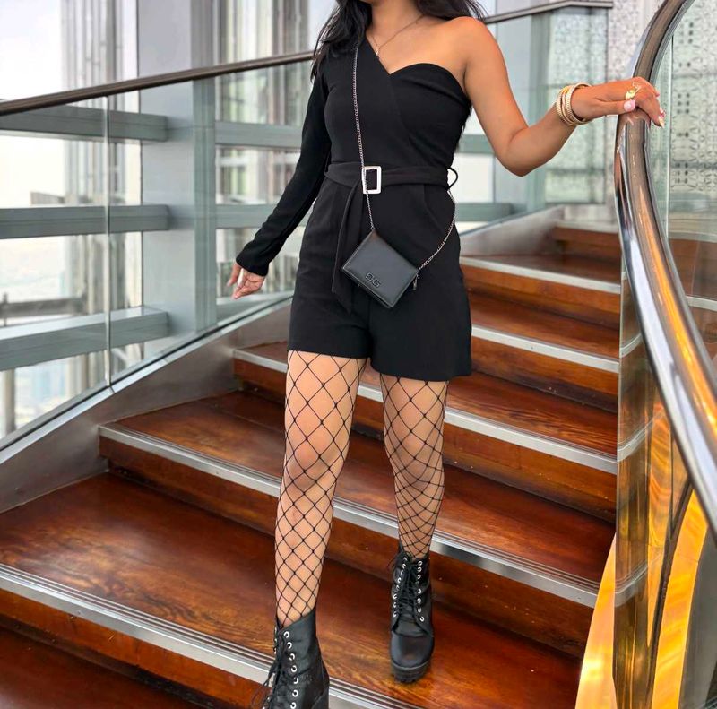 Premium Luxurious Black One-Shoulder Jumpsuit