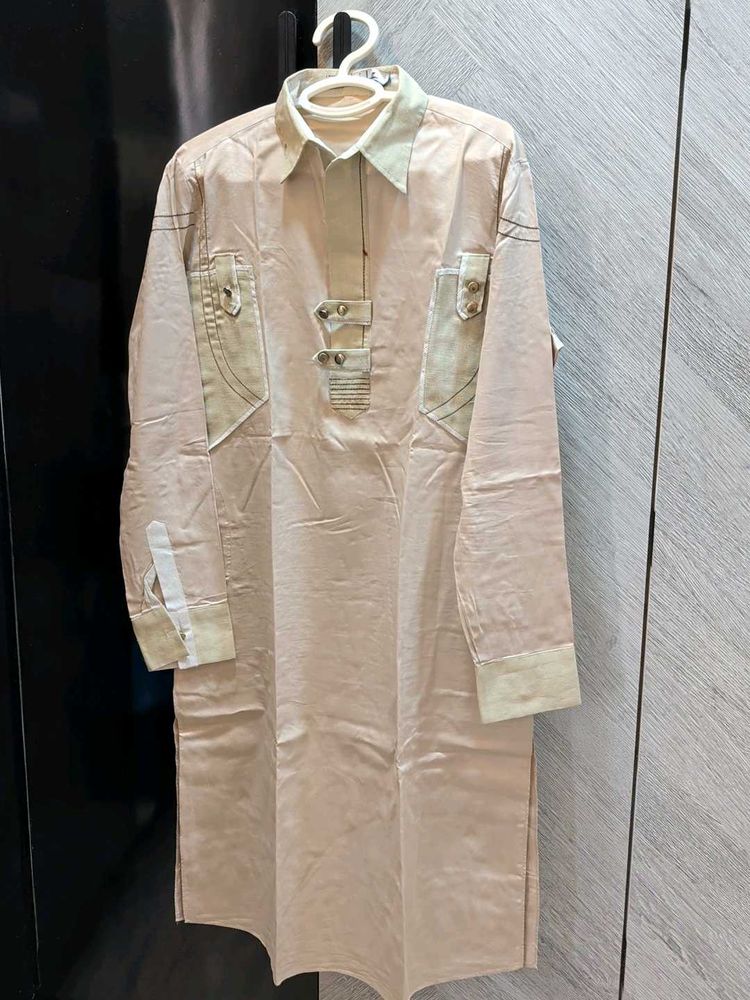 Men's Beige Ethnic Kurta
