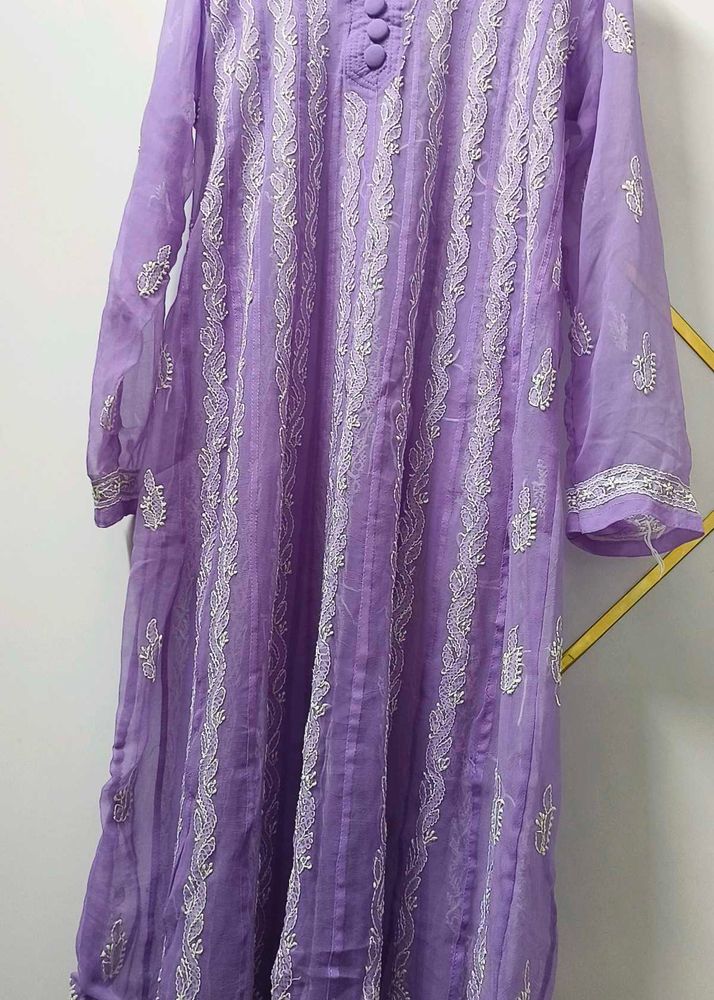 Lavender Embroidered Kurta