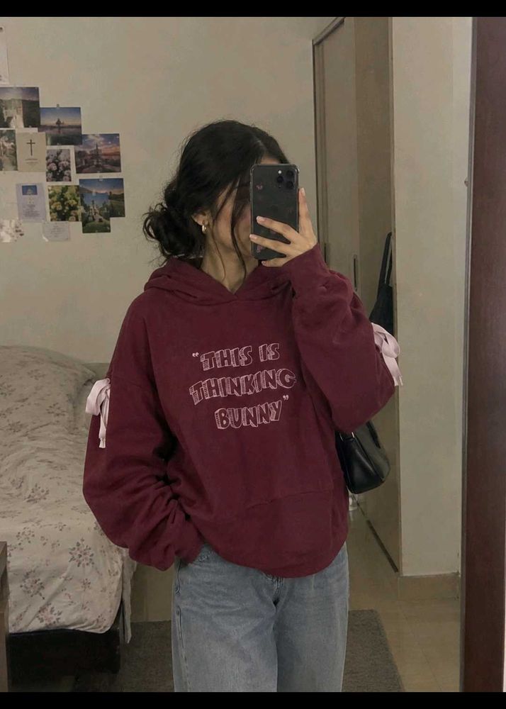 Thinking Bunny Graphic Hoodie