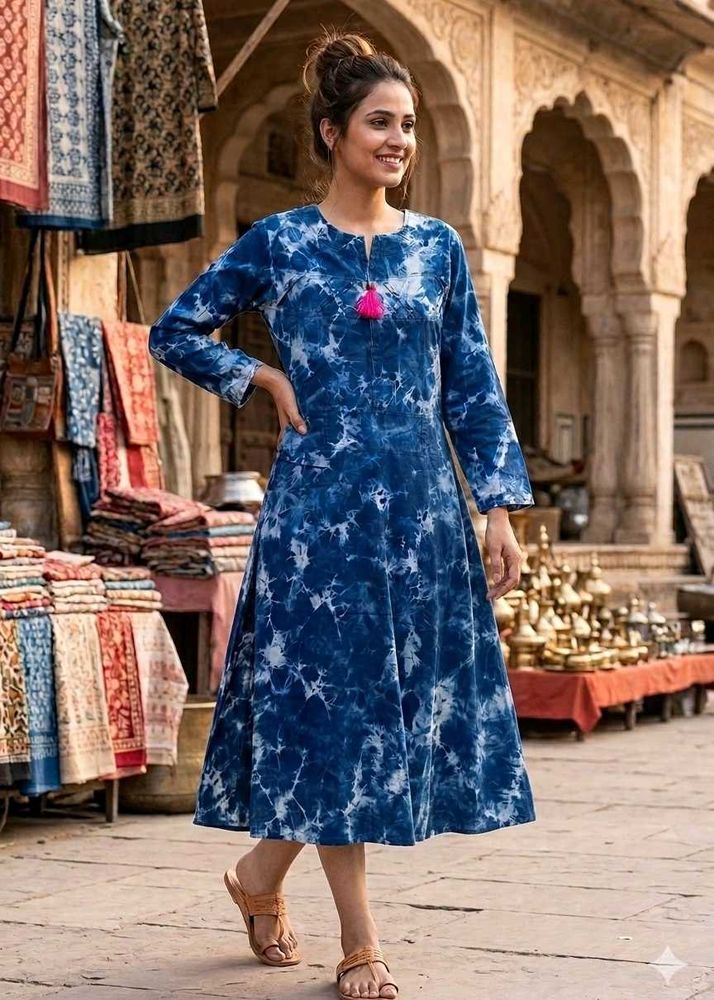 Blue Tie-Dye Kurta ( frock style )