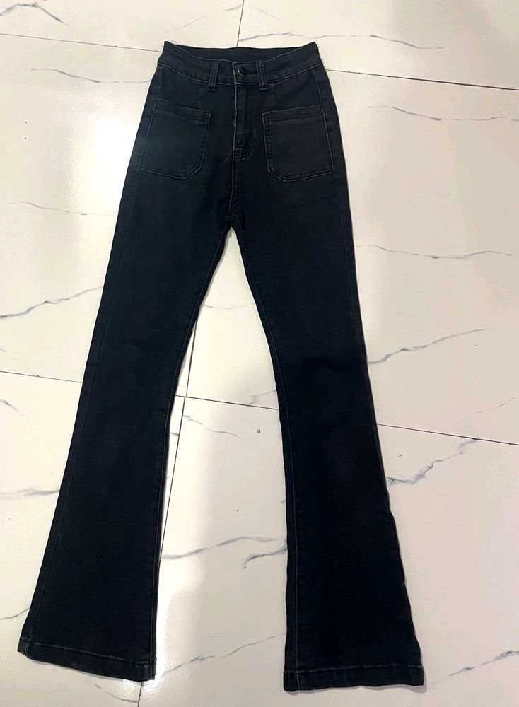 Black High-Waisted Flare Jeans