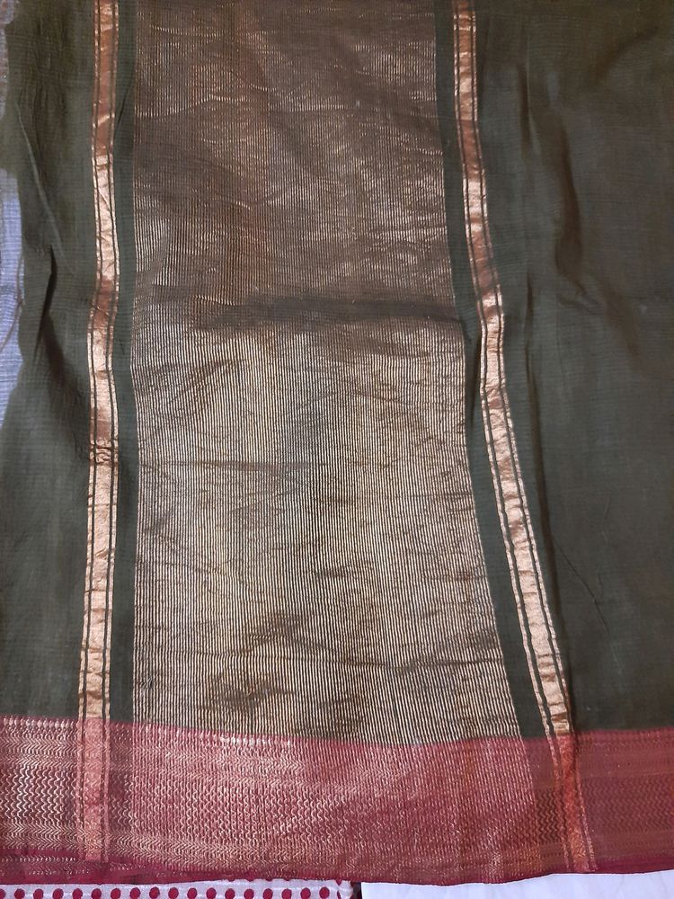 Olive Green Soft Cotton Saree