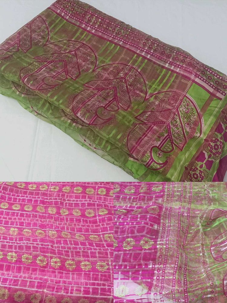 Beautiful Green &amp; Pink Saree