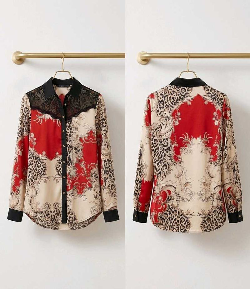 printed silk top🌹