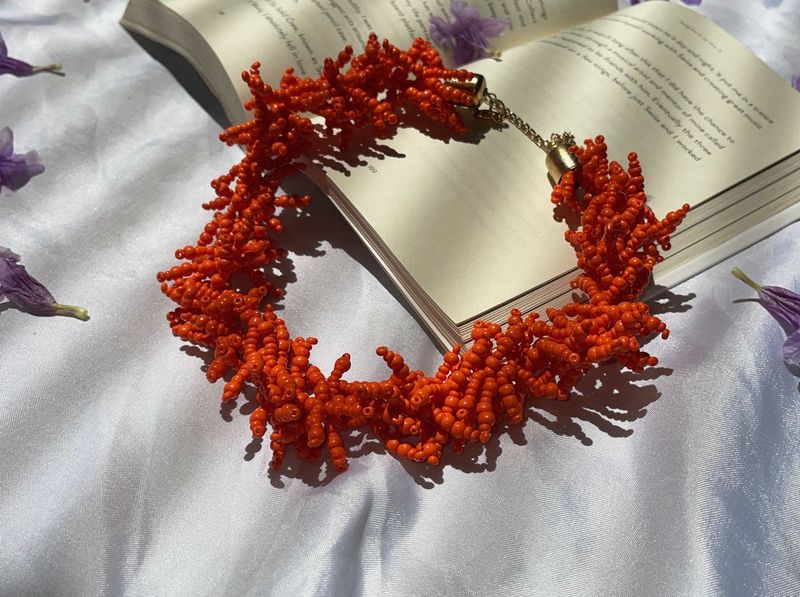 beach unique y2k Orange Beaded Choker Necklace
