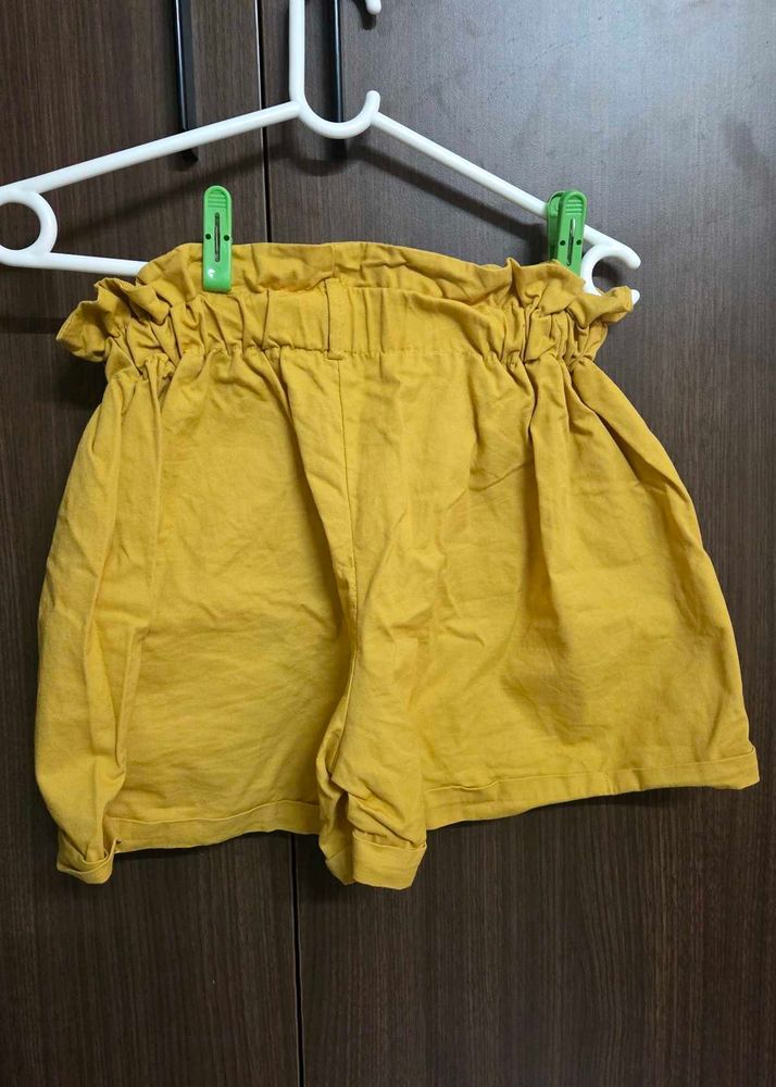 Mustard Yellow High-Waisted Shorts