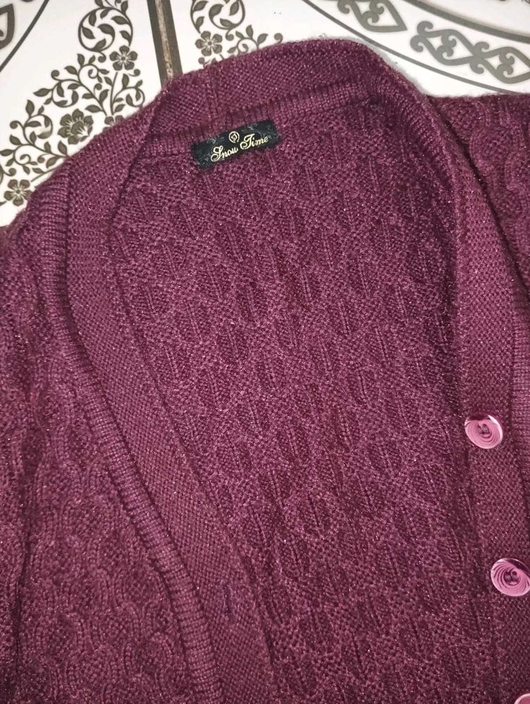 Cozy Knit Cardigan - Burgundy