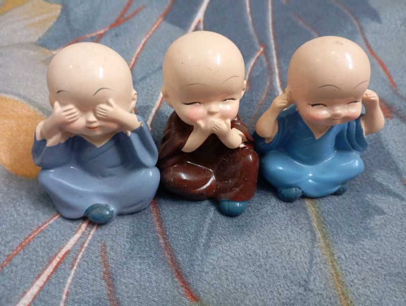 Cute Monk Figurines - Set of 3