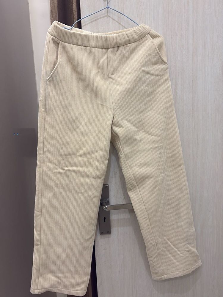winter long cream trousers
