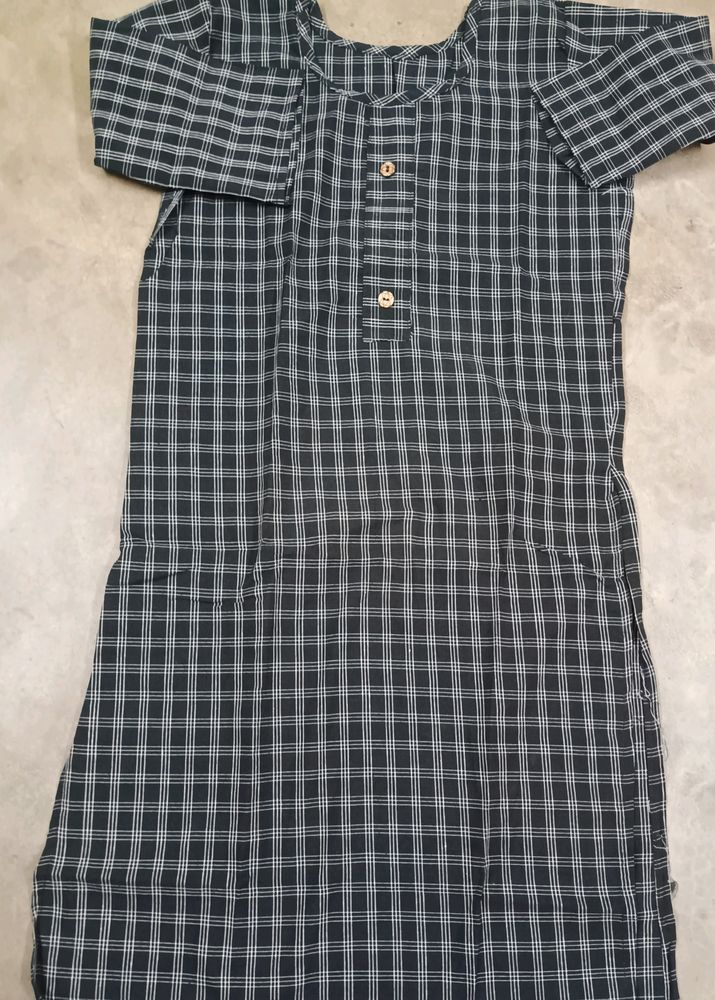 Black Check Print Kurti