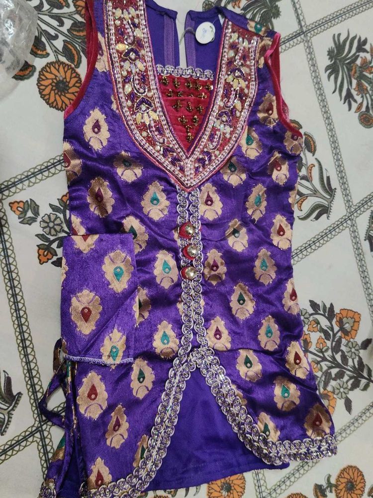 Beautiful Purple pearls and jardozi  Embroider